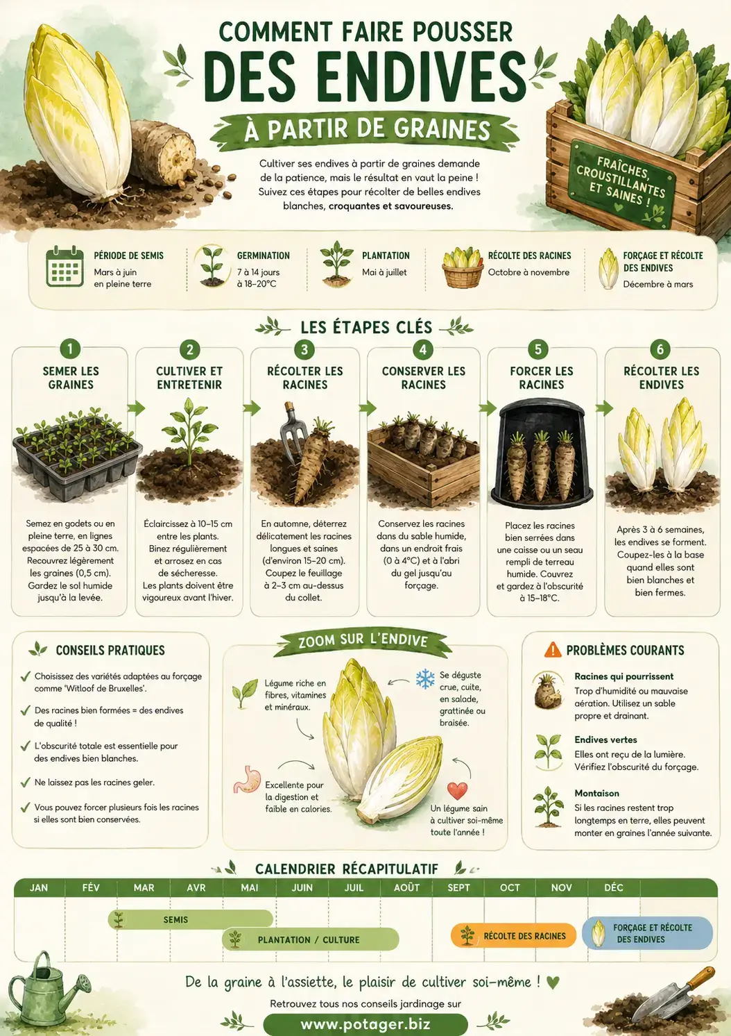Comment faire pousser des endives à partir de graines - du semis au forçage