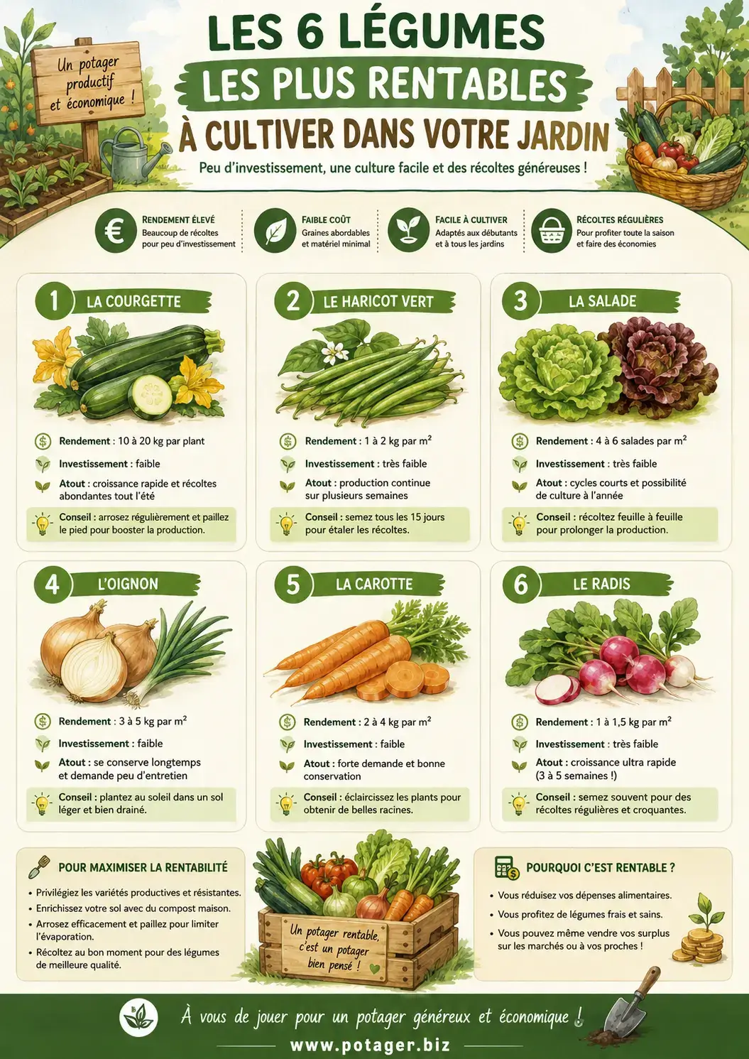 Les 6 légumes les plus rentables à cultiver dans votre jardin