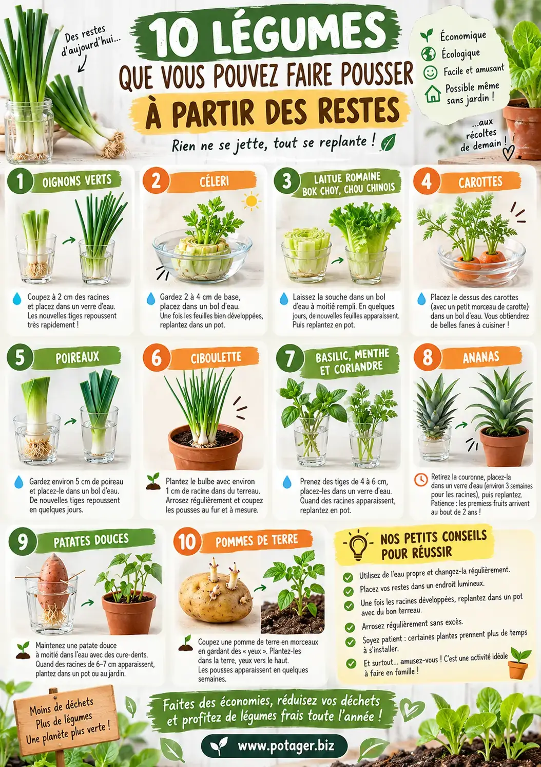 10 légumes et plantes que vous pouvez faire repousser à partir de restes de cuisine