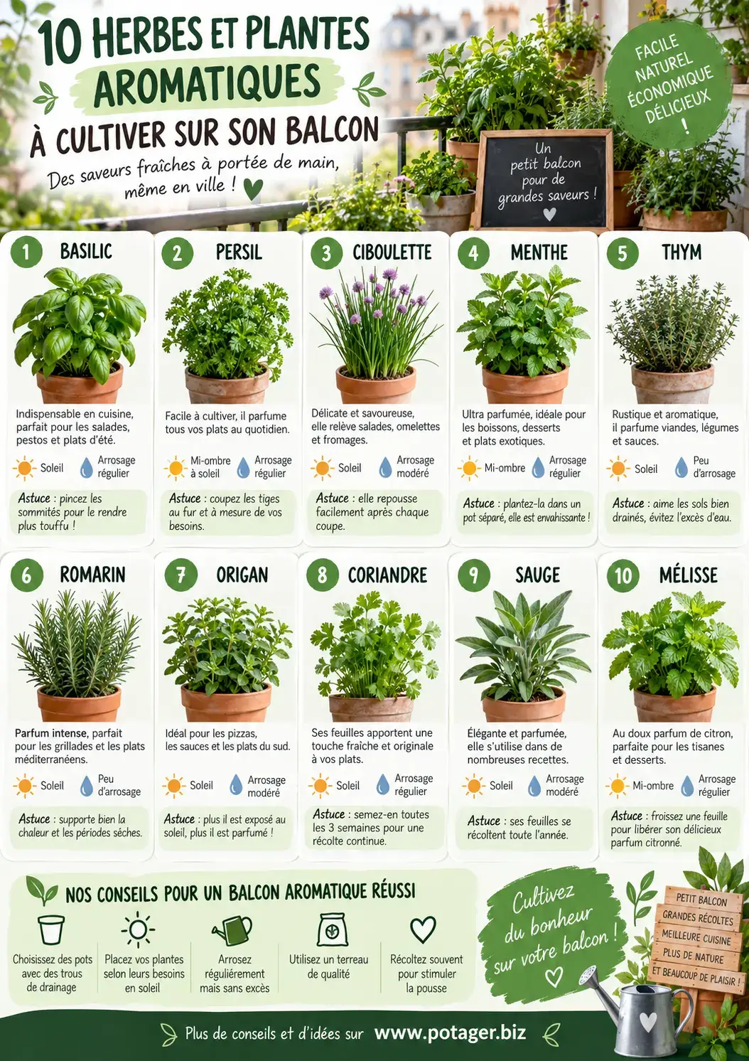 10 herbes et plantes aromatiques à cultiver sur son balcon