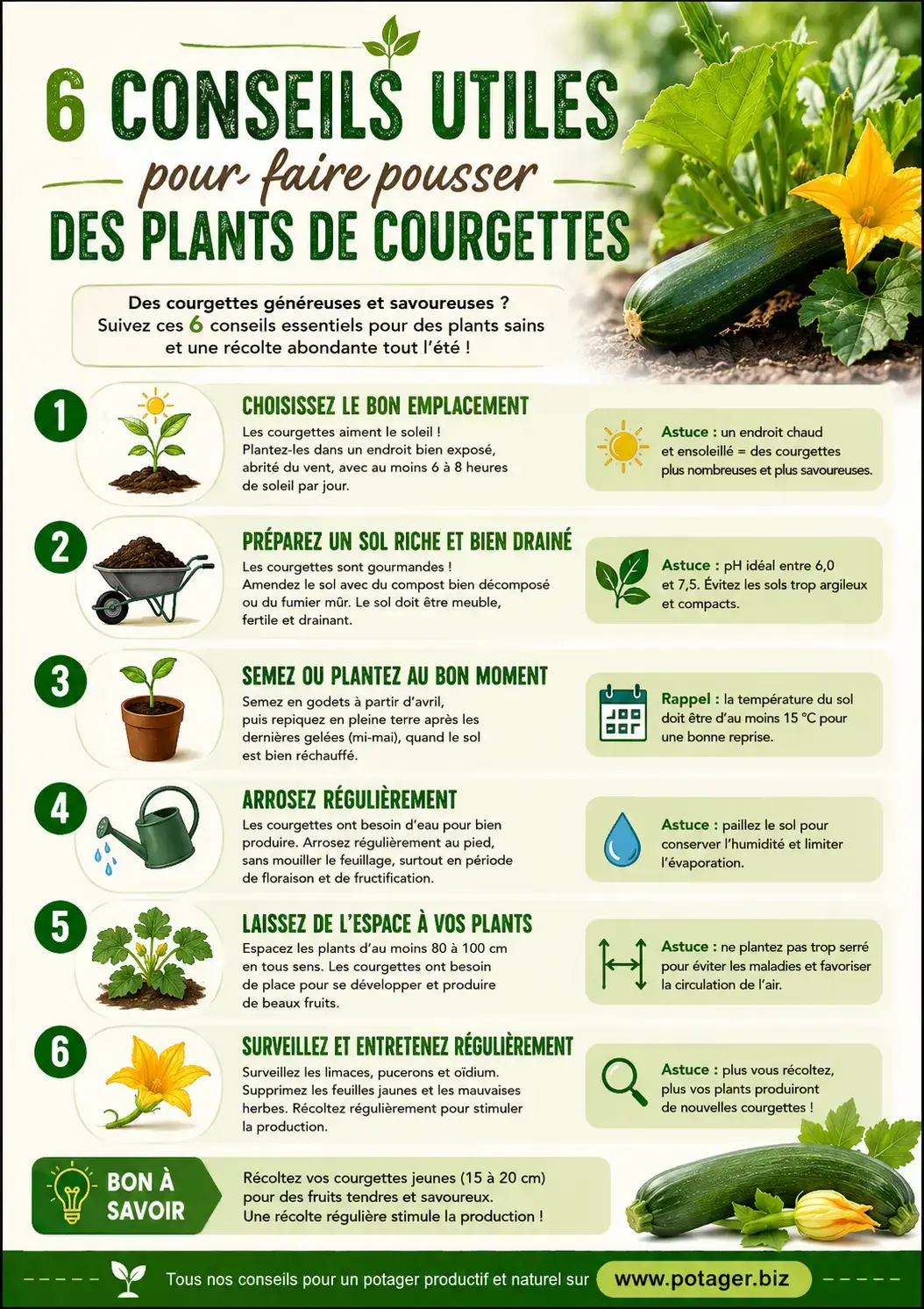 6 conseils utiles pour faire pousser des plants de courgettes