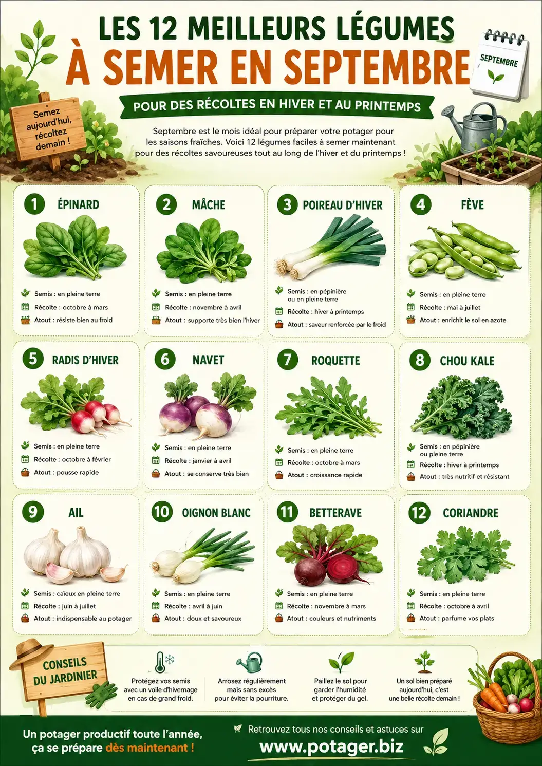12 meilleurs légumes à semer en septembre
