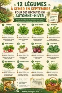 12 légumes à semer en septembre - Fiche à imprimer