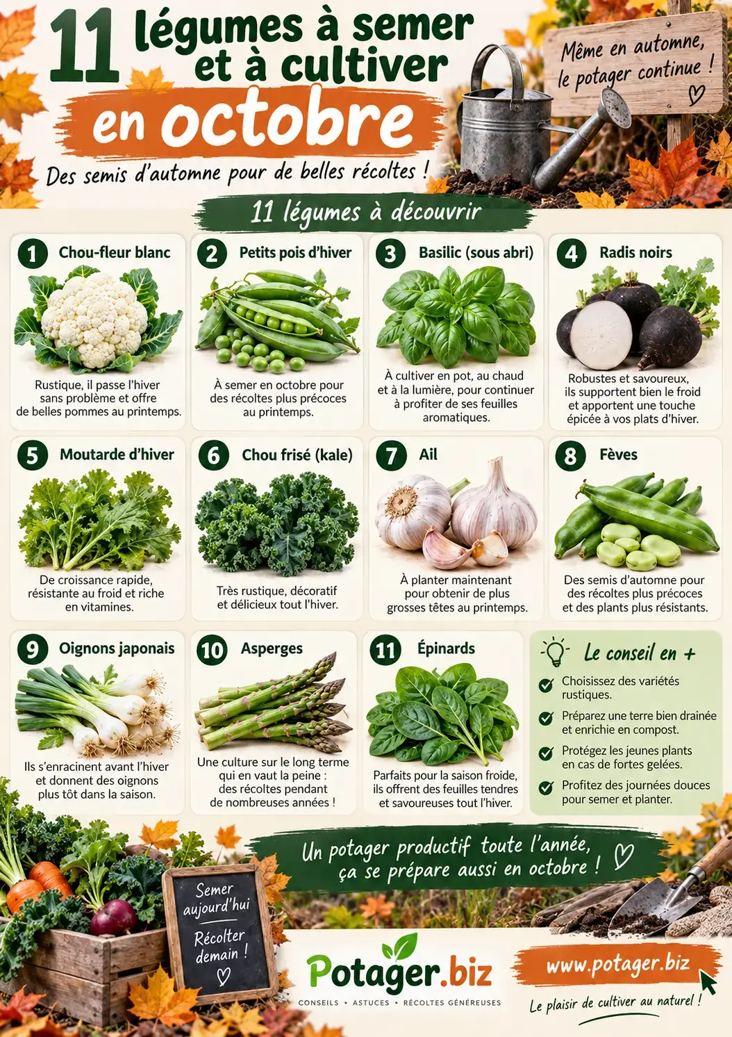 11 légumes à semer et planter en octobre pour de belles récoltes